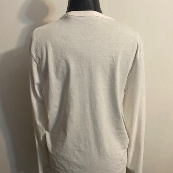 Guess "81" Vintage White/Blue stripes V-neck long sleeves t-shirt, size L - Picture 2 of 3